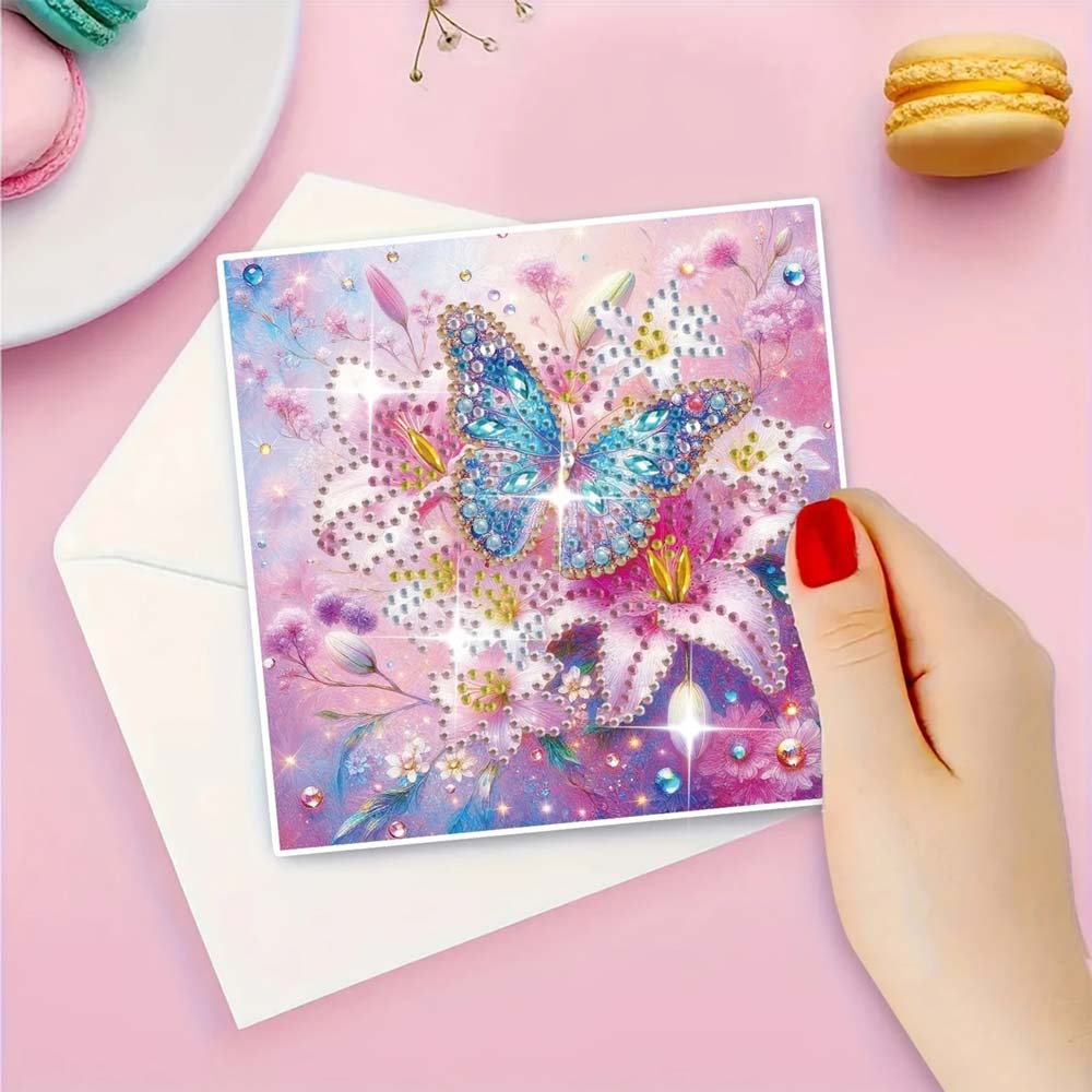 5D Diamond Painting Grußkarten – Schmetterlingszauber 6 Stück, Unique-Diamond