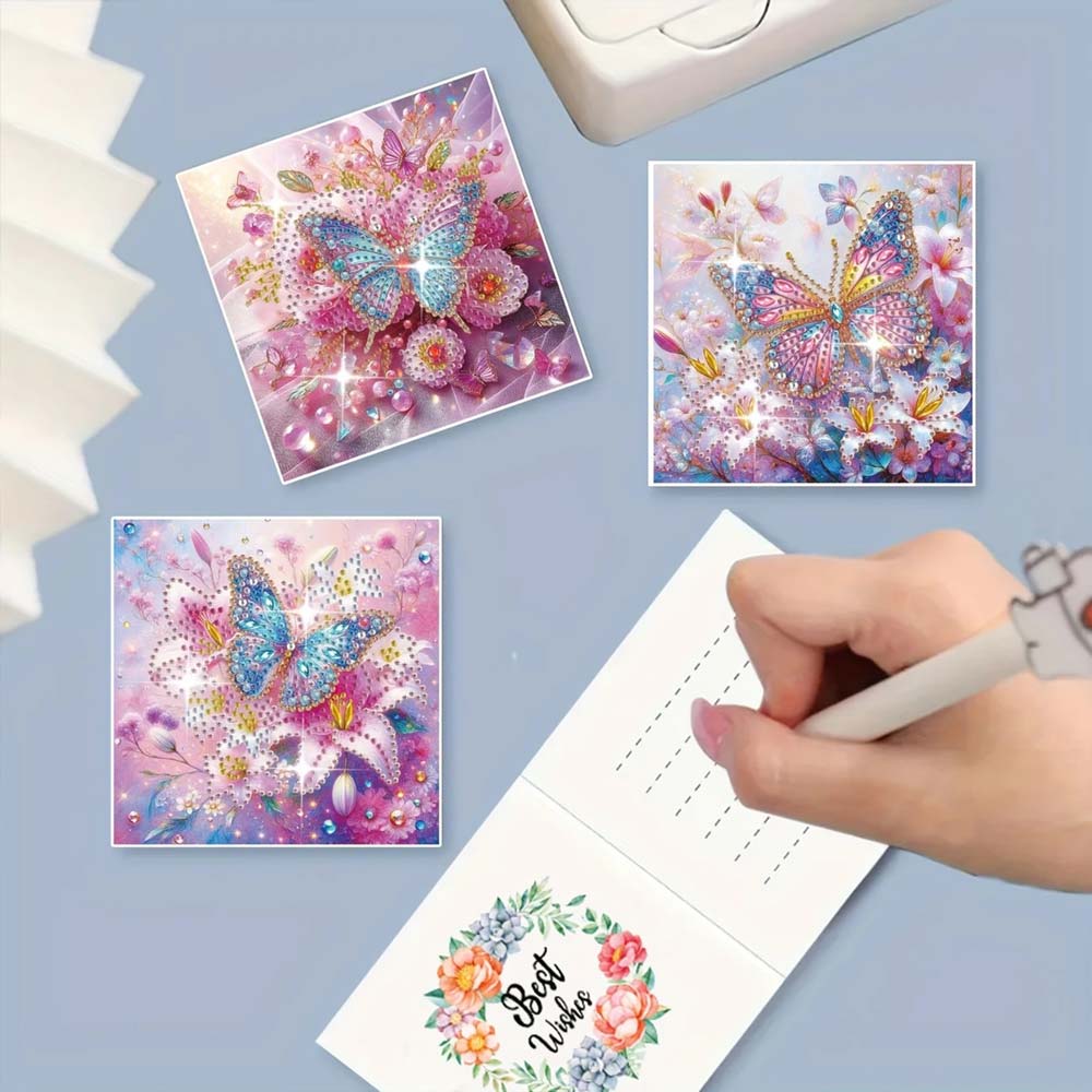 5D Diamond Painting Grußkarten – Schmetterlingszauber 6 Stück, Unique-Diamond