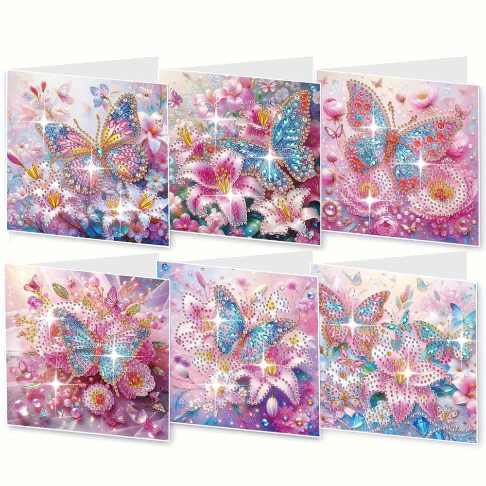 5D Diamond Painting Grußkarten – Schmetterlingszauber 6 Stück, Unique-Diamond
