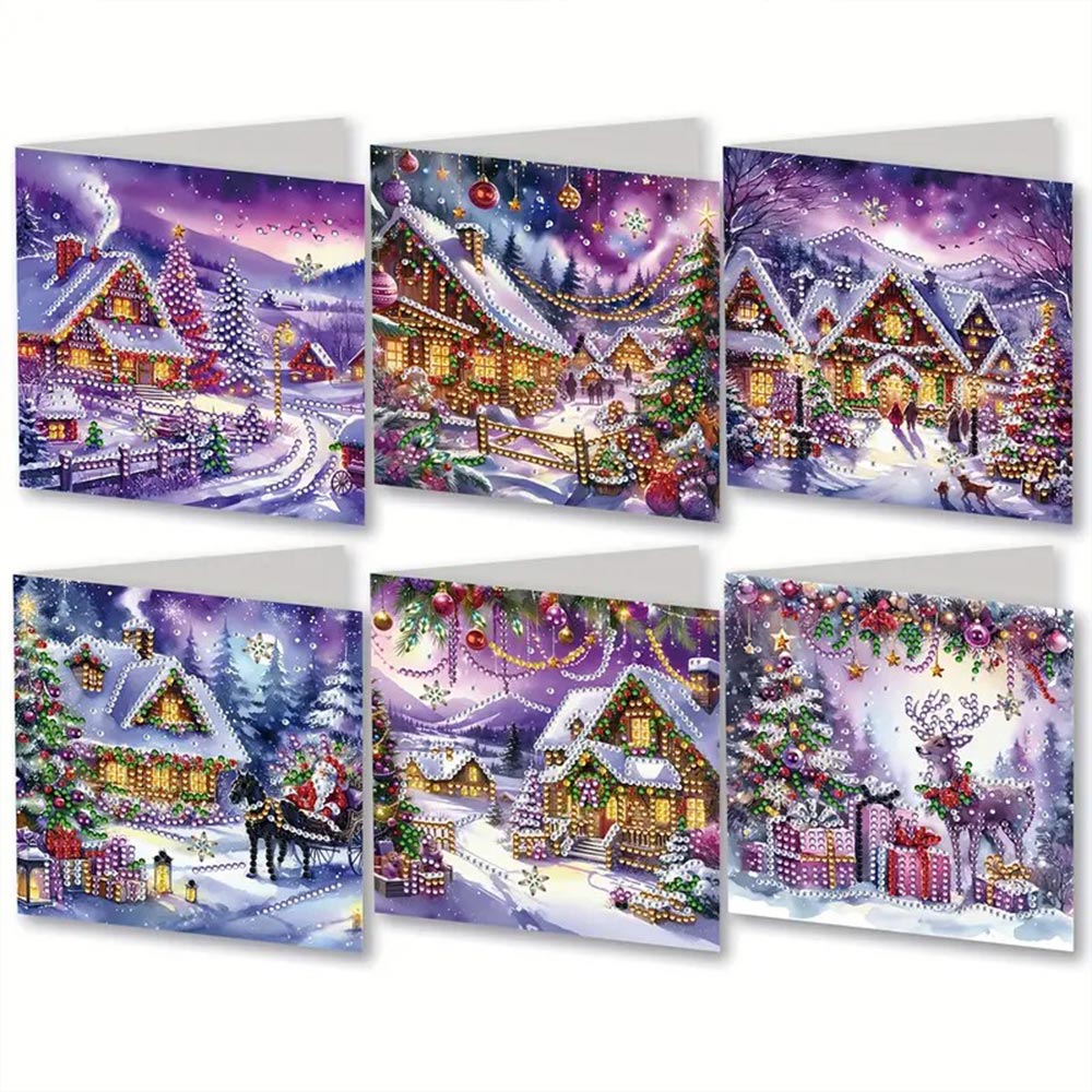 5D Diamond Painting Grußkarten – Winterliche Dorfidylle Unique-Diamond