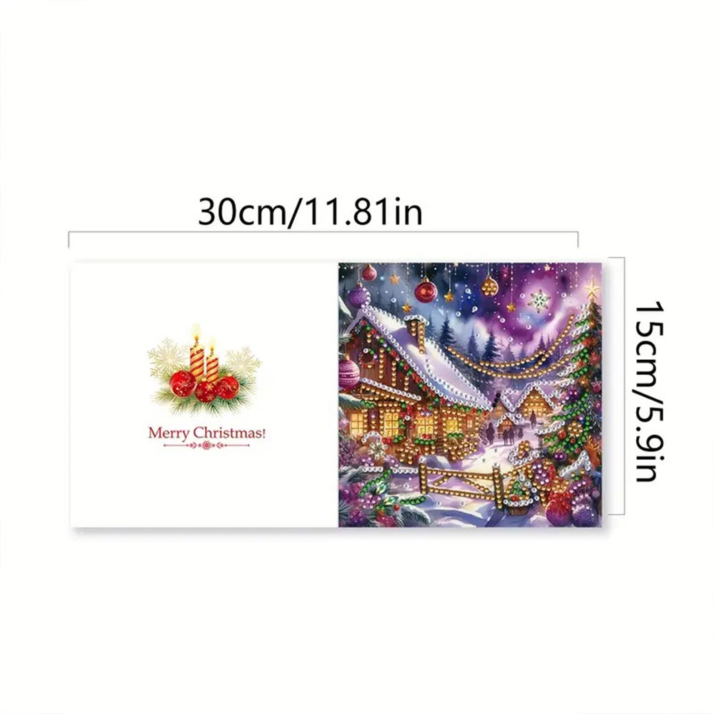 5D Diamond Painting Grußkarten – Winterliche Dorfidylle Unique-Diamond