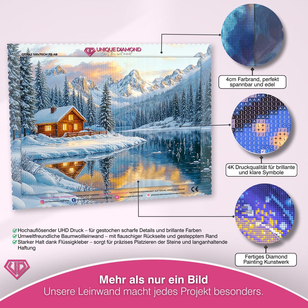 5D Diamond Painting - Hütte am Fluss Unique-Diamond
