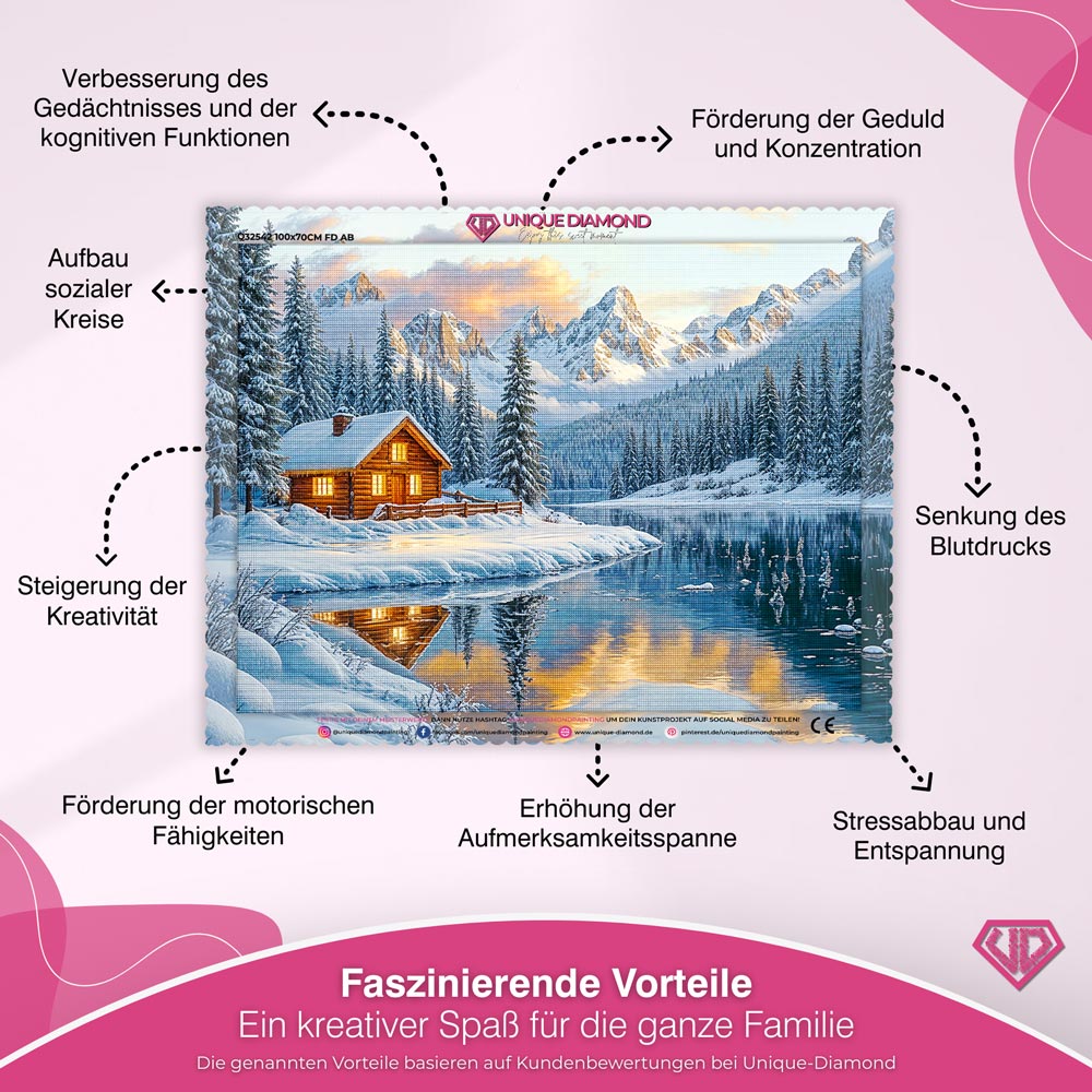 5D Diamond Painting - Hütte am Fluss Unique-Diamond