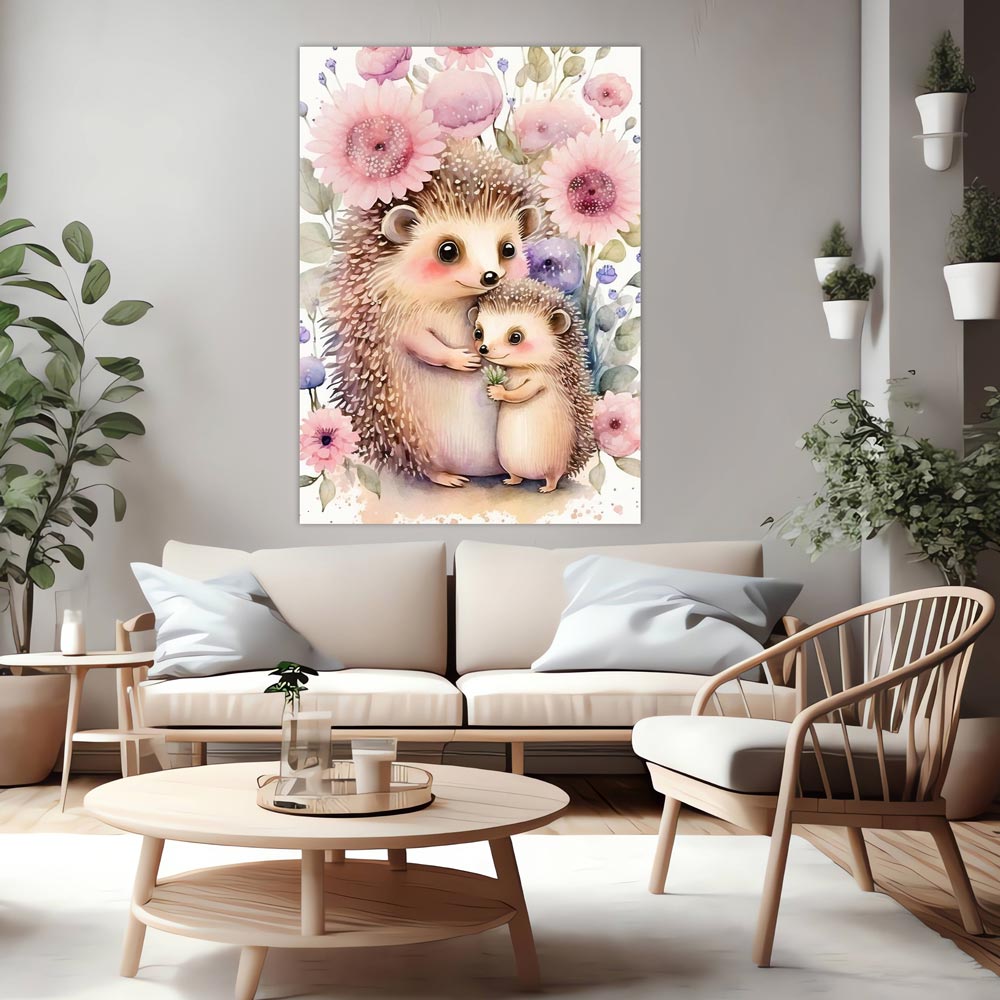 5D Diamond Painting AB Steine Igel Mama mit Kind, Unique-Diamond