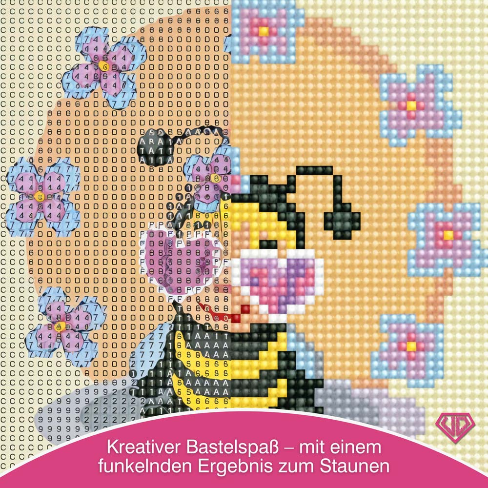 5D Diamond Painting Mini-Bild – Biene Betty mit Herzbrille, Unique-Diamond