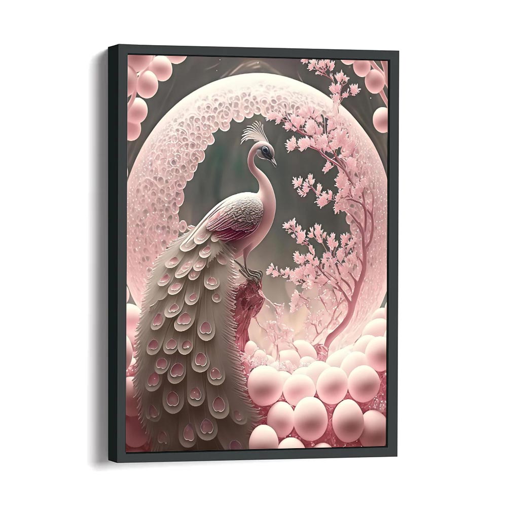 5D Diamond Painting Pink Peacock, Unique-Diamond
