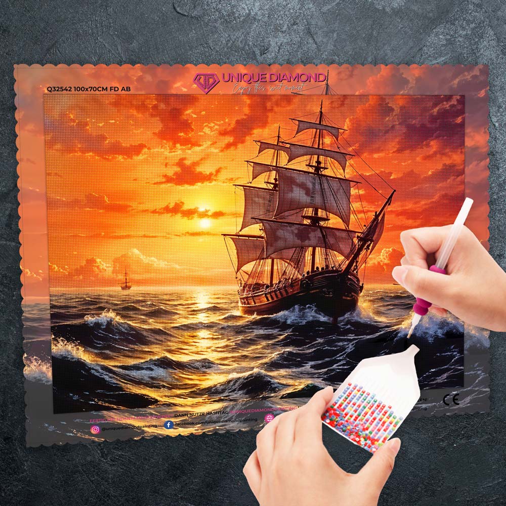 5D Diamond Painting – Rückkehr des Segelschiffs Unique-Diamond
