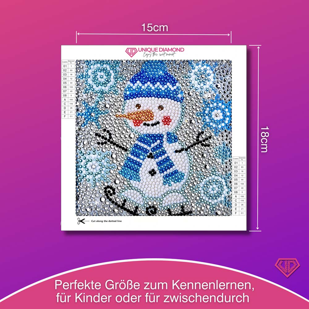 5D Diamond Painting Schneemann Flocki mit Strasssteinchen, Unique-Diamond