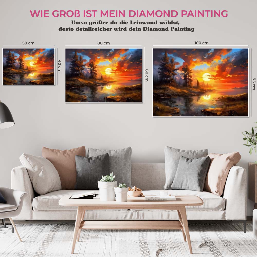 5D Diamant Painting Sonnenuntergang, Unique-Diamond