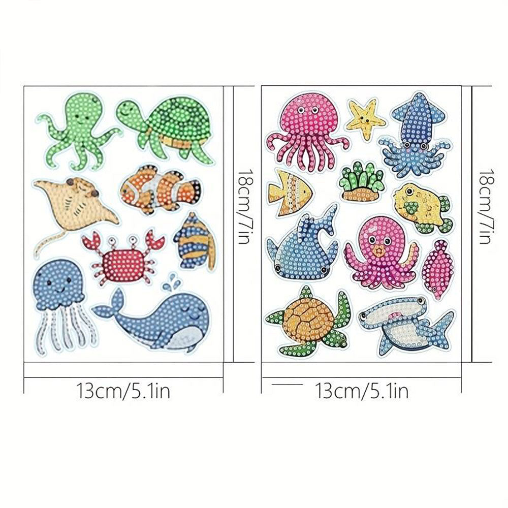 5D Diamond Painting Sticker Set Meerestiere für Kinder, Unique-Diamond