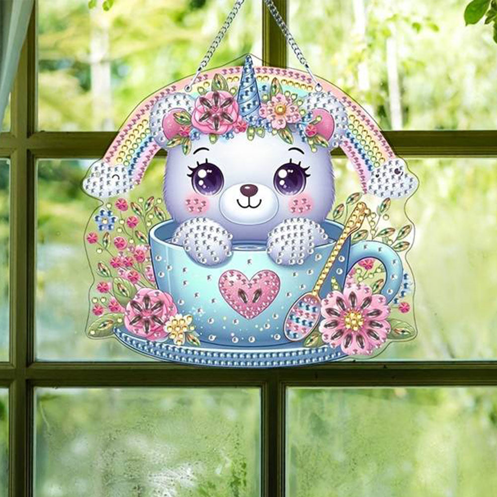 5D Diamond Painting Türanhänger Einhorn Katze