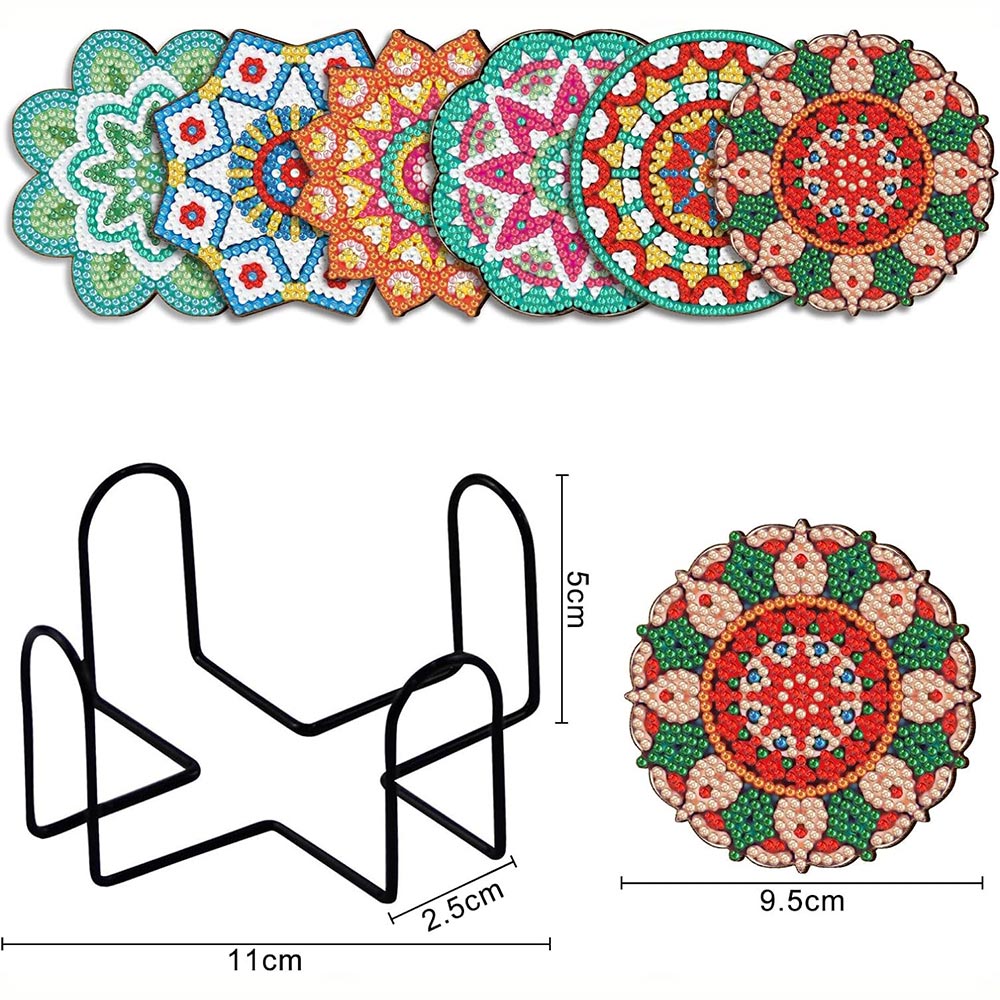 5D Diamond Painting Untersetzer Mandala Blumen, Unique-Diamond