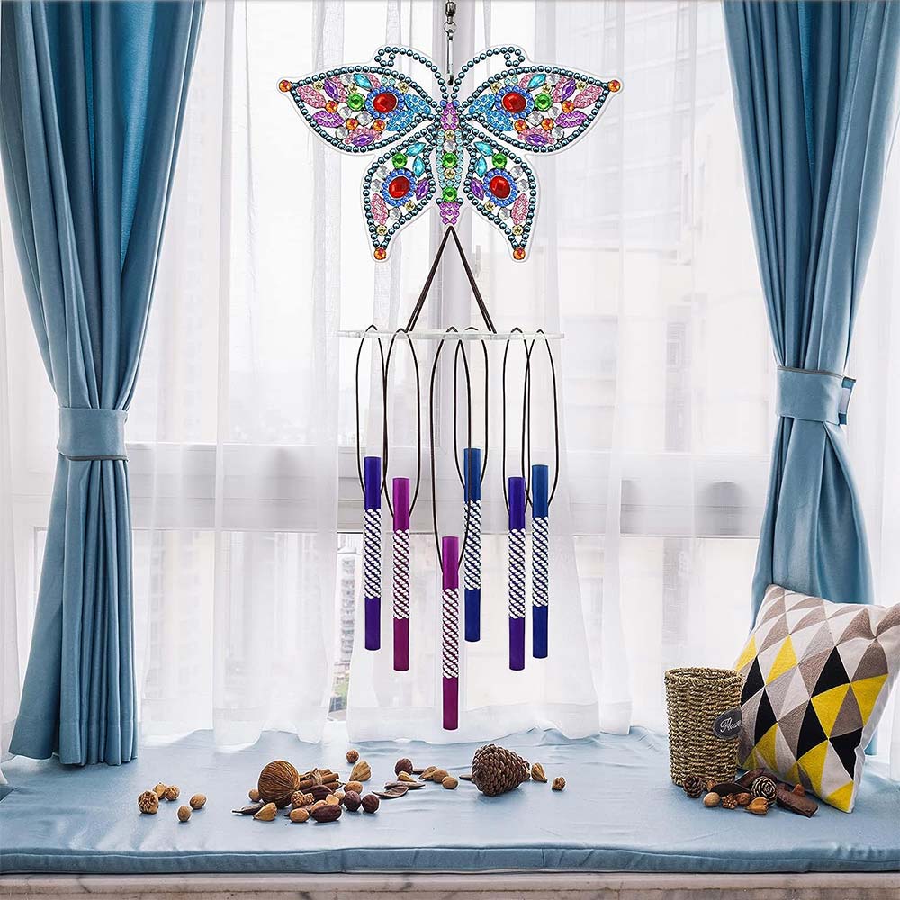 5D Diamond Painting Windspiel Schmetterling, Unique-Diamond