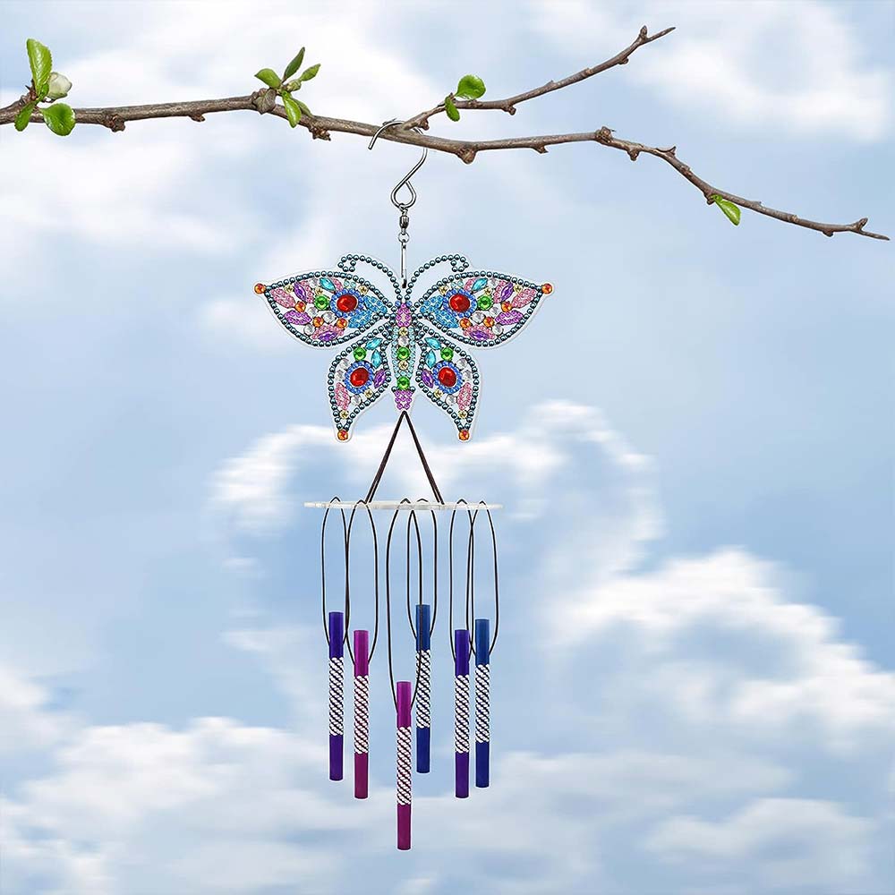 5D Diamond Painting Windspiel Schmetterling, Unique-Diamond