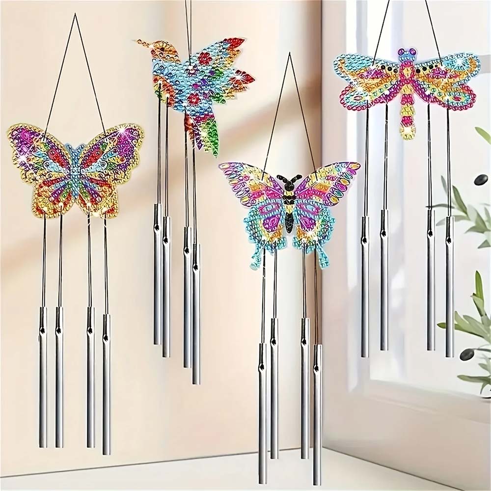 5D Diamond Painting Windspiele – Naturzauber mit Schmetterlingen und Kolibris, Unique-Diamond