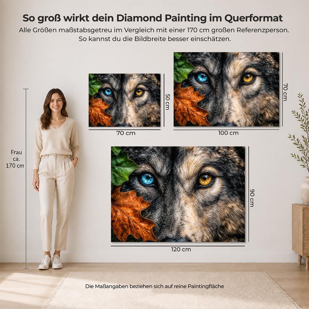 5D Diamond Painting - Wolfsblick der Elemente