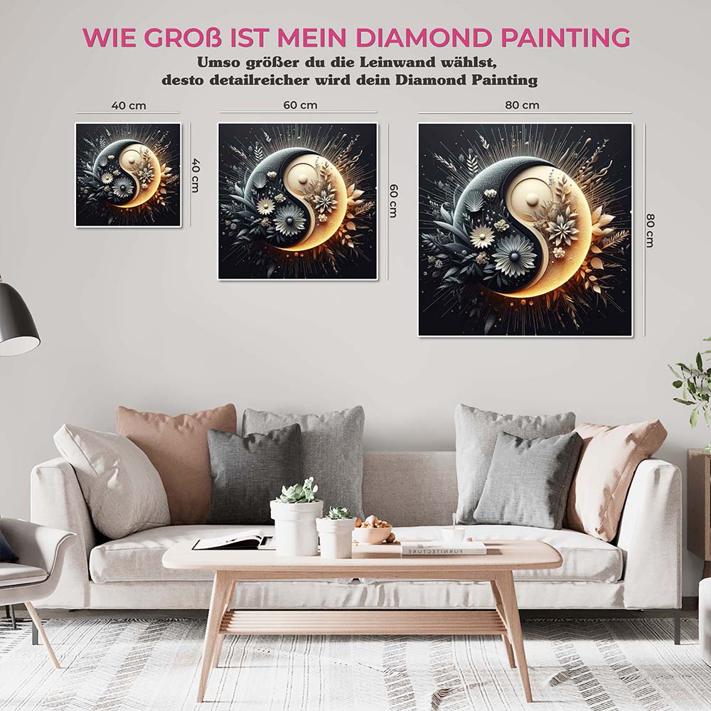 5D Diamond Painting Yin und Yang Blumen, Unique-Diamond