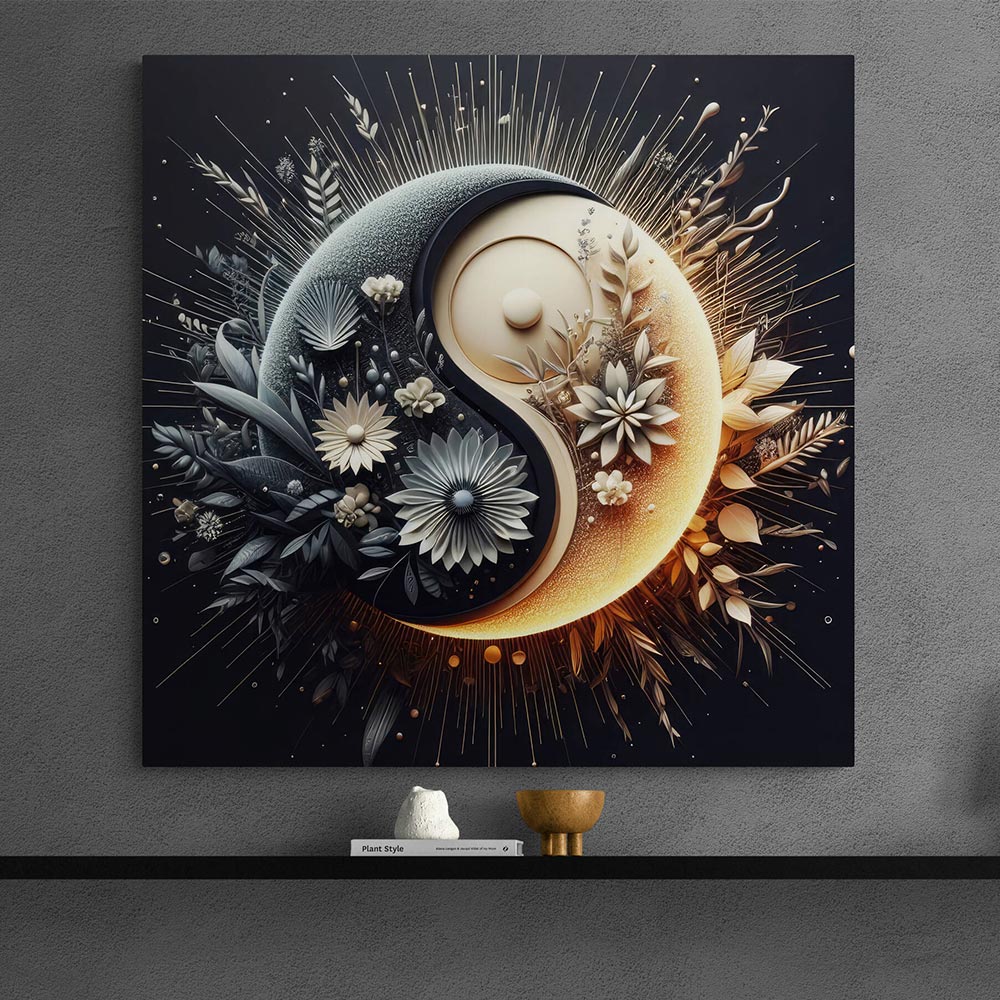 5D Diamond Painting Yin und Yang Blumen, Unique-Diamond