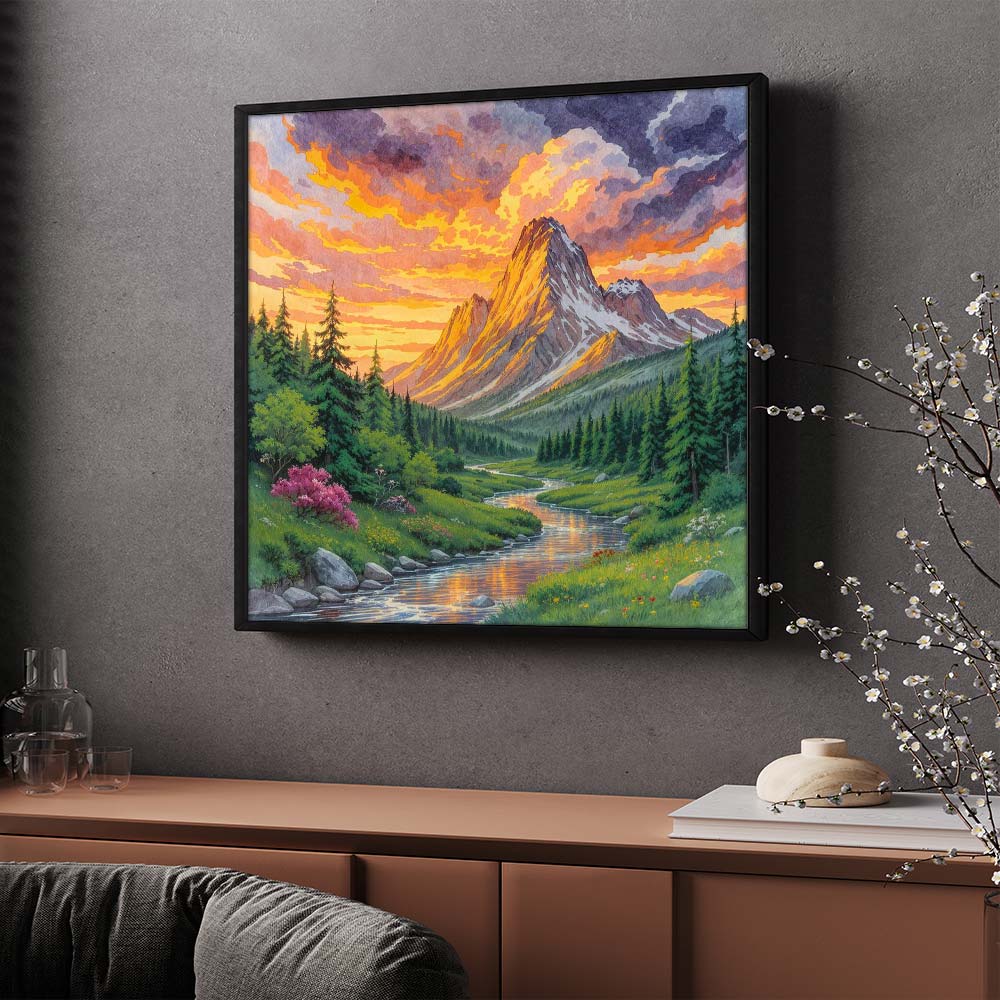 5D Diamond Painting – Abendgold über dem Gipfelpfad Unique-Diamond