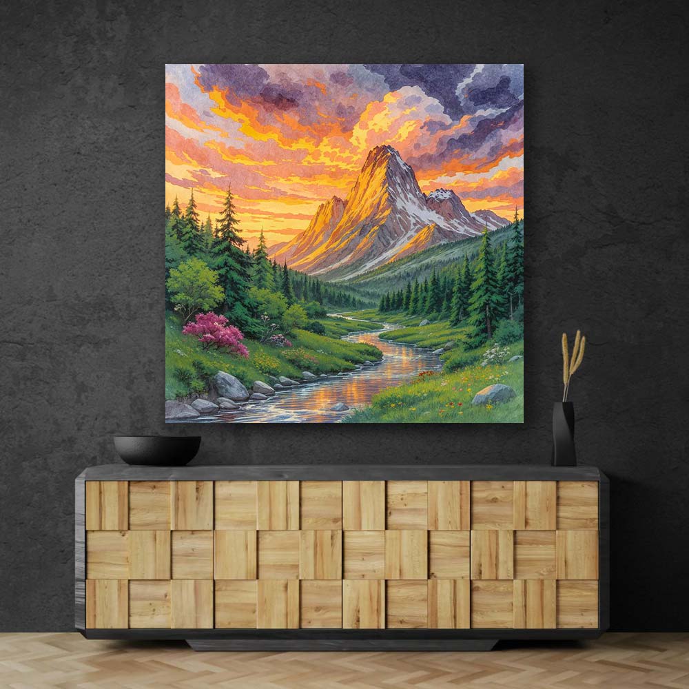 5D Diamond Painting – Abendgold über dem Gipfelpfad Unique-Diamond