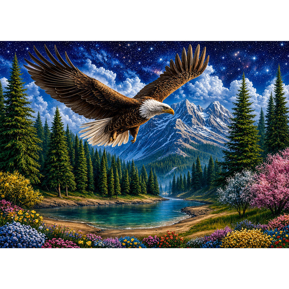 5D Diamond Painting – Adlerflug unter Sternenhimmel | Unique Diamond