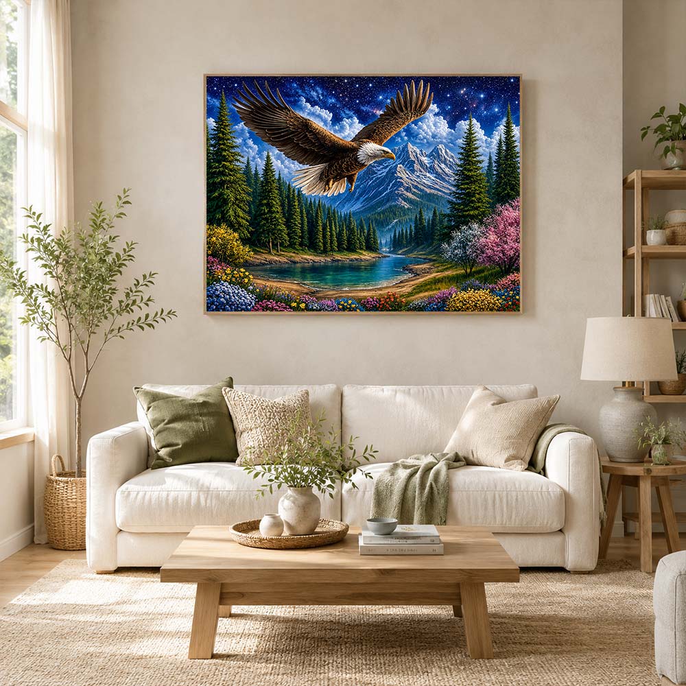 5D Diamond Painting – Adlerflug unter Sternenhimmel