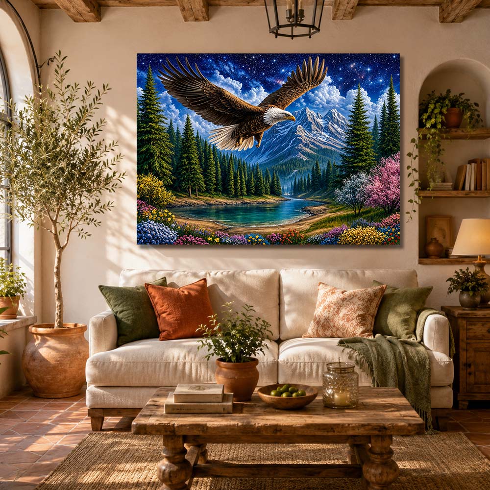 5D Diamond Painting – Adlerflug unter Sternenhimmel