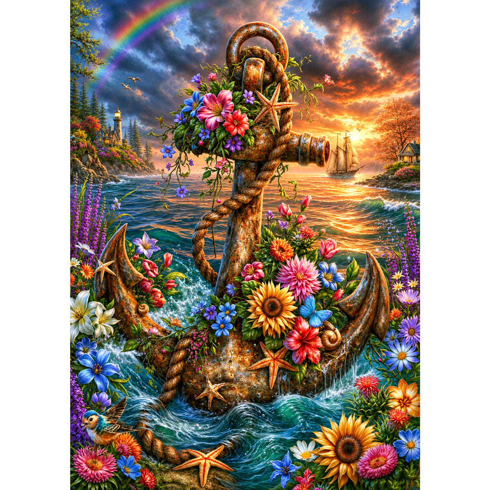 5D Diamond Painting – Anker der Meeresblüten | Unique Diamond