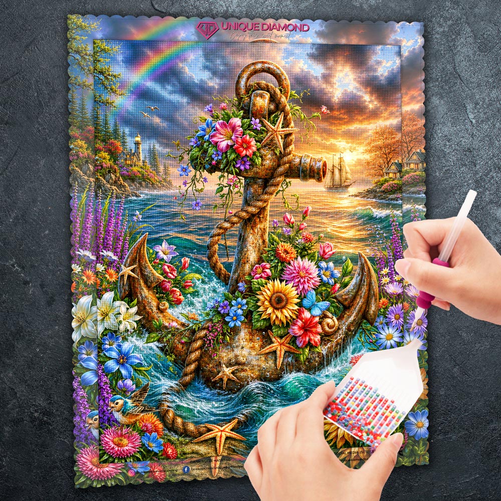 5D Diamond Painting – Anker der Meeresblüten