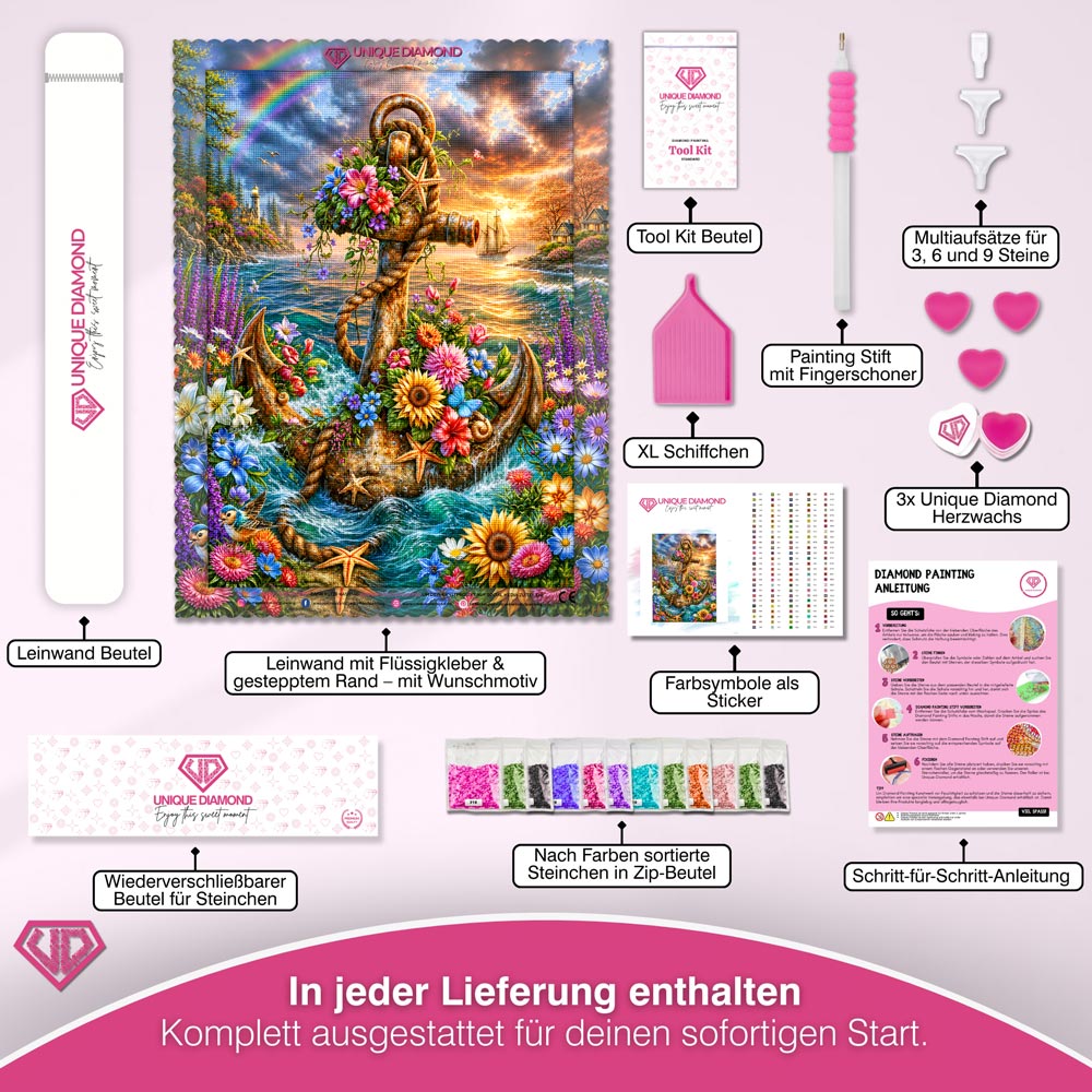 5D Diamond Painting – Anker der Meeresblüten