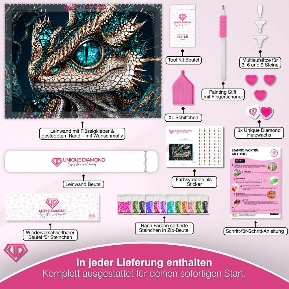 5D Diamond Painting – Azurion der Smaragddrache