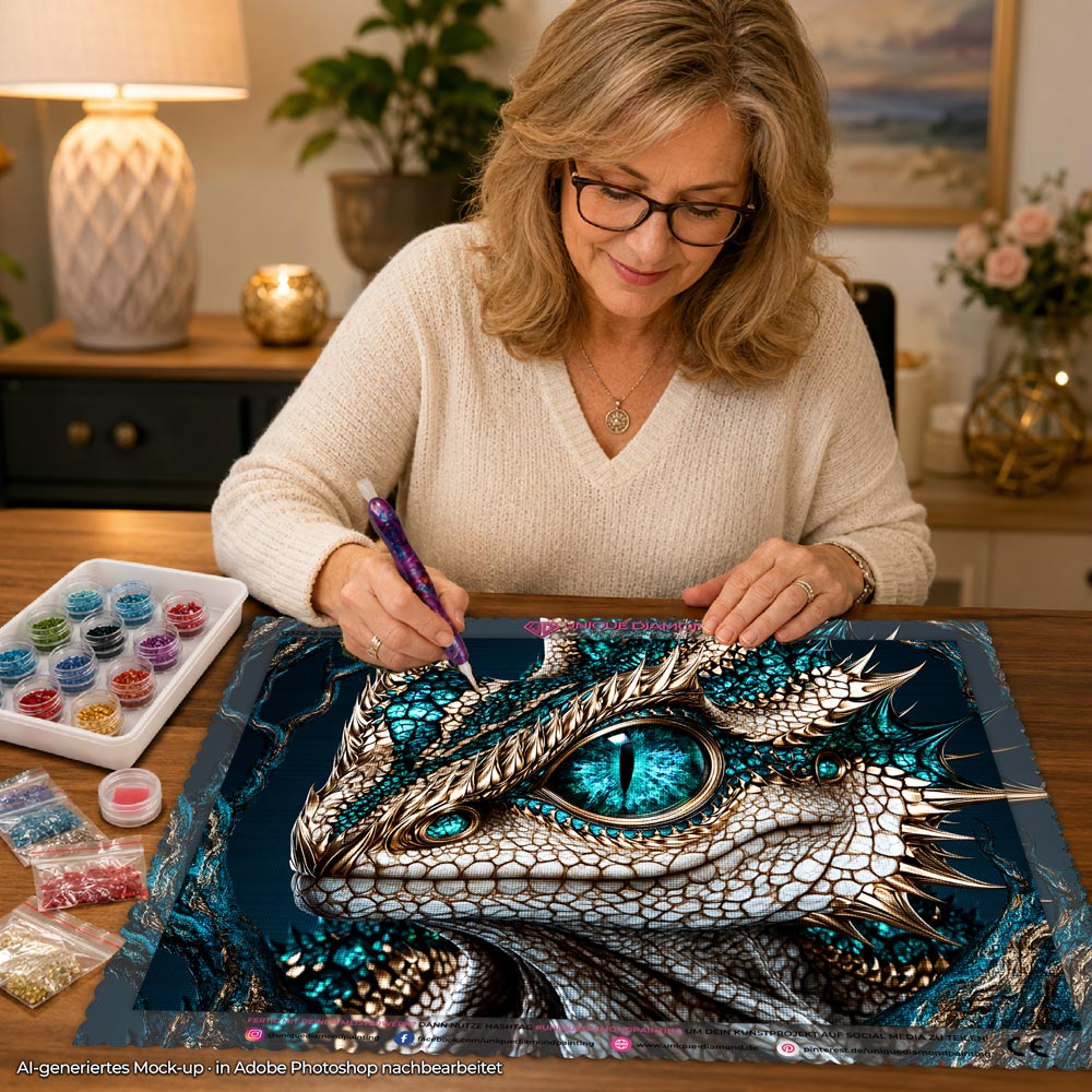 5D Diamond Painting – Azurion der Smaragddrache