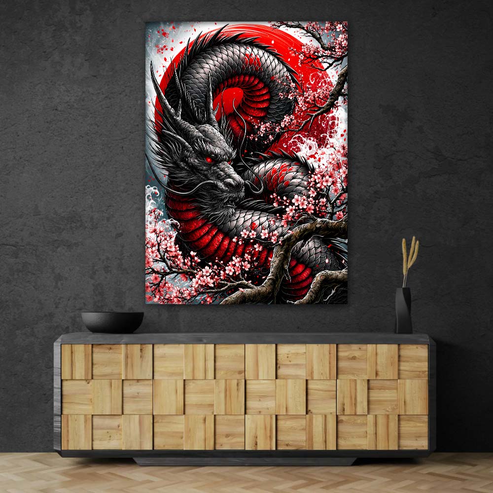 5D Diamond Painting – Black Dragon Sakura