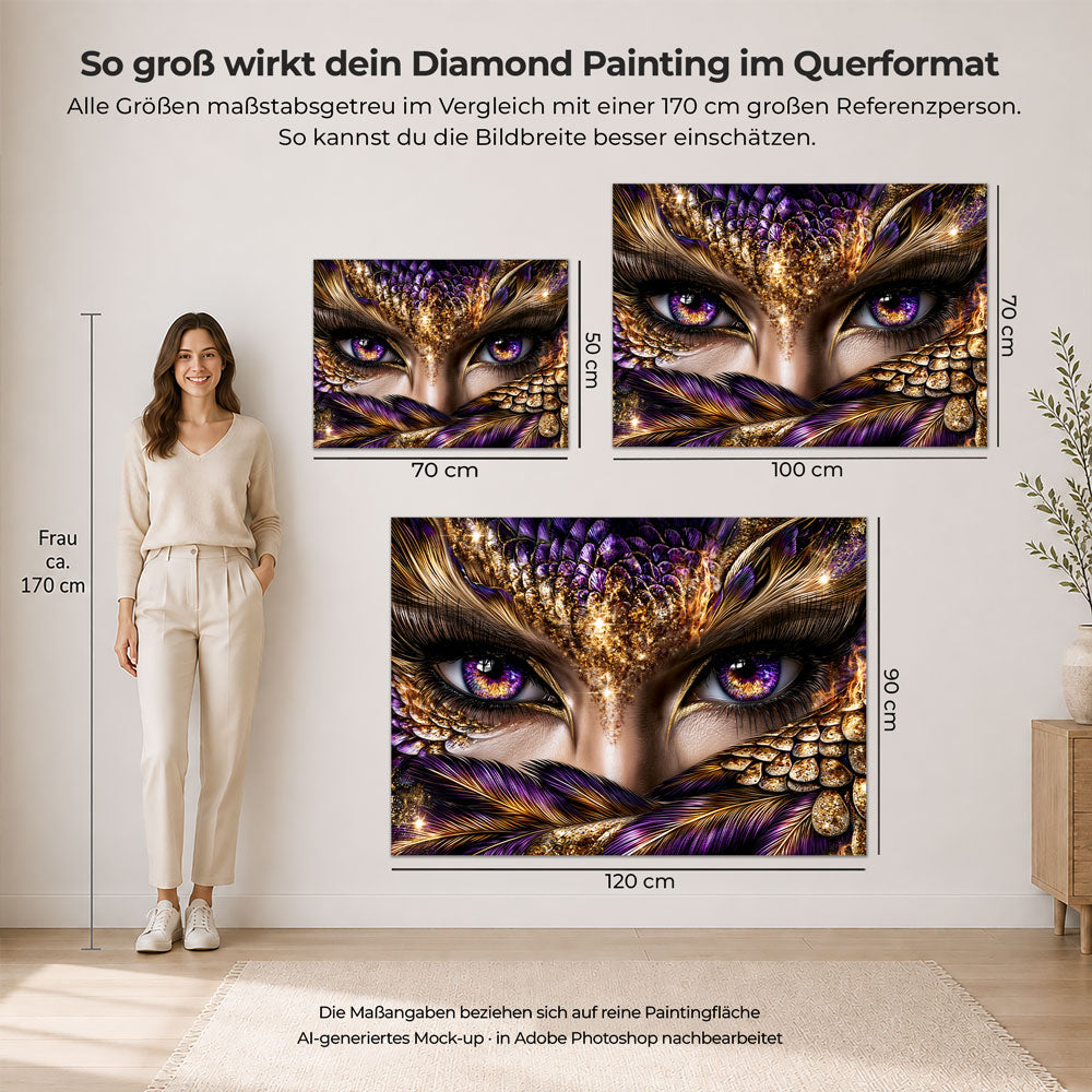 5D Diamond Painting – Blick der goldenen Federmagie