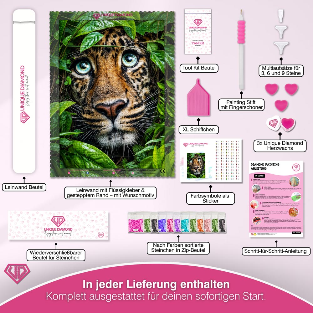 5D Diamond Painting – Blick des Dschungeljägers