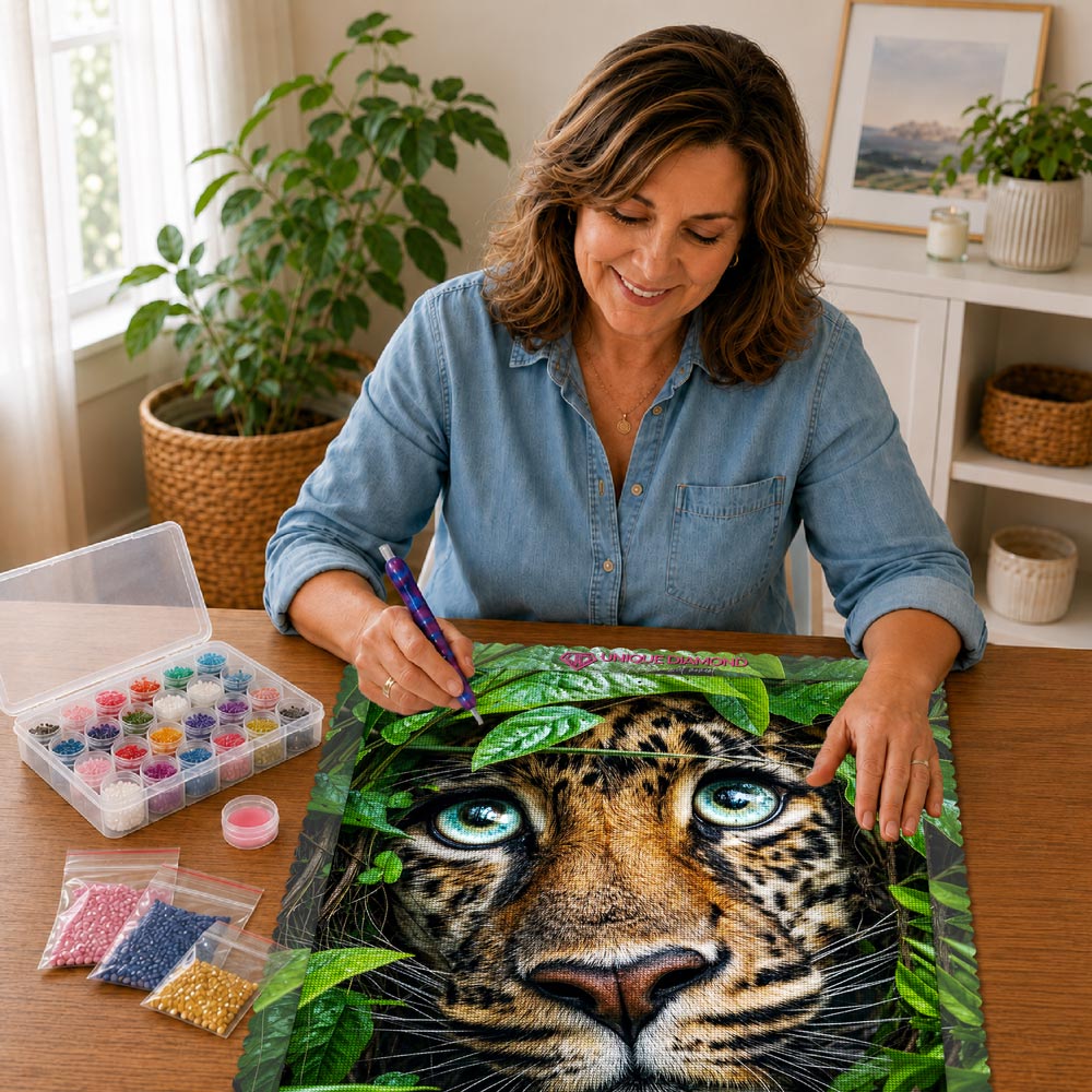 5D Diamond Painting – Blick des Dschungeljägers