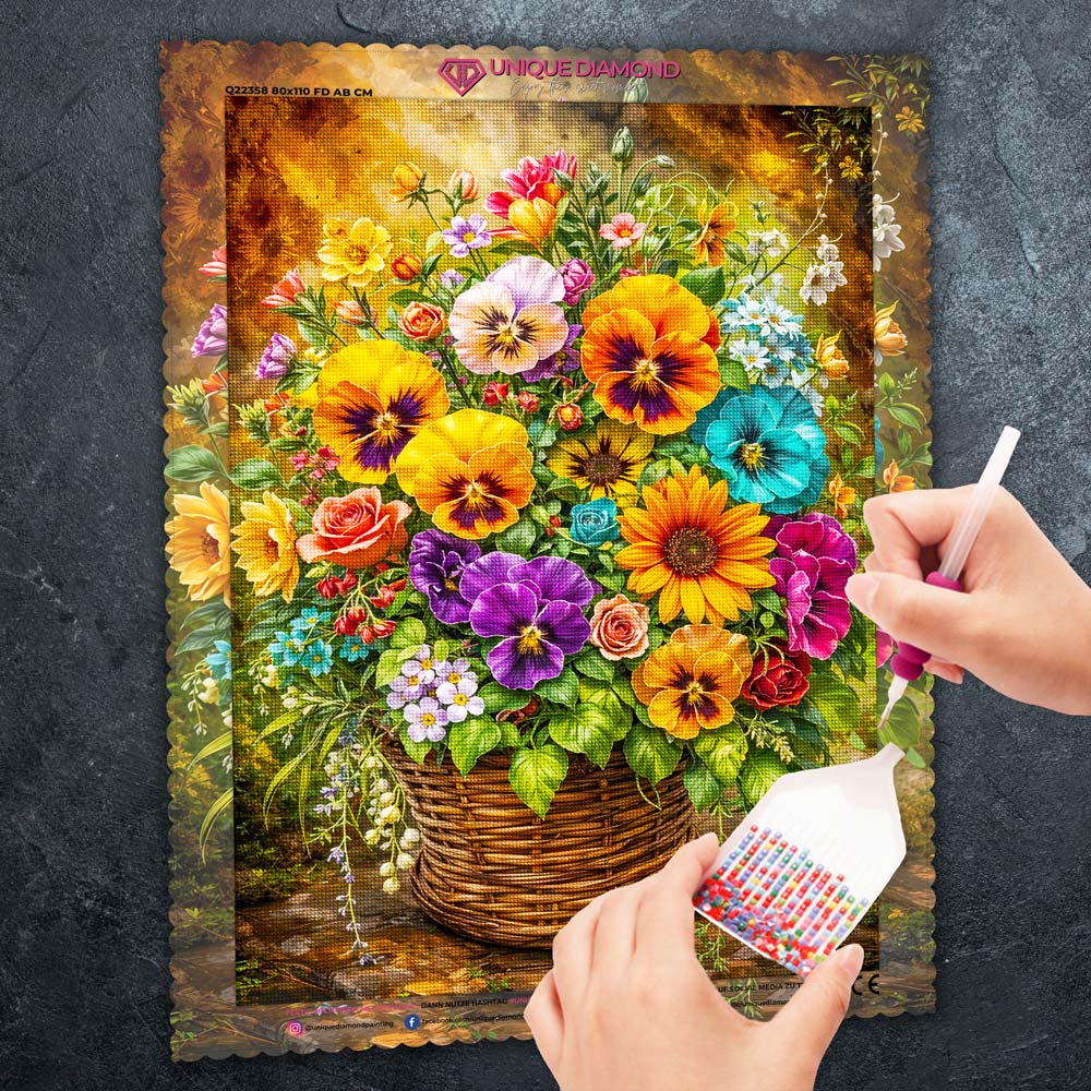 5D Diamond Painting – Blooming Basket Unique-Diamond