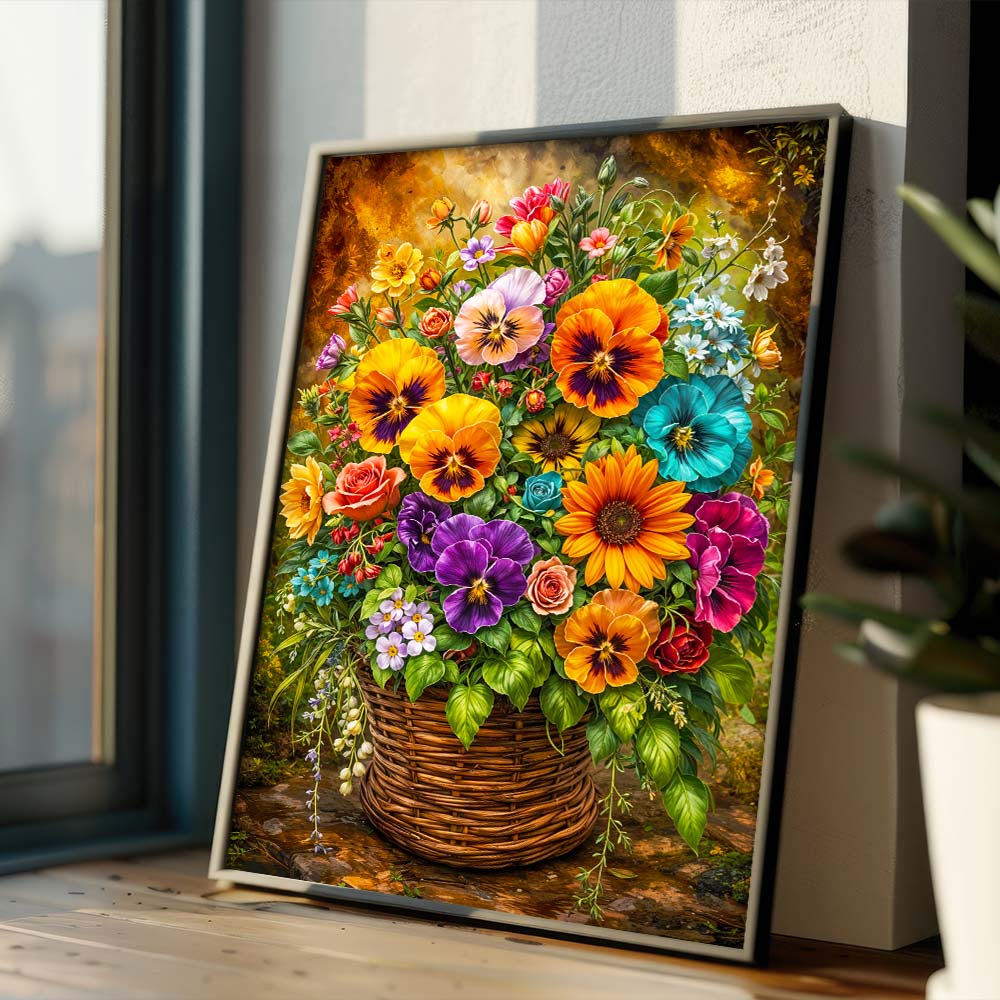 5D Diamond Painting – Blooming Basket Unique-Diamond