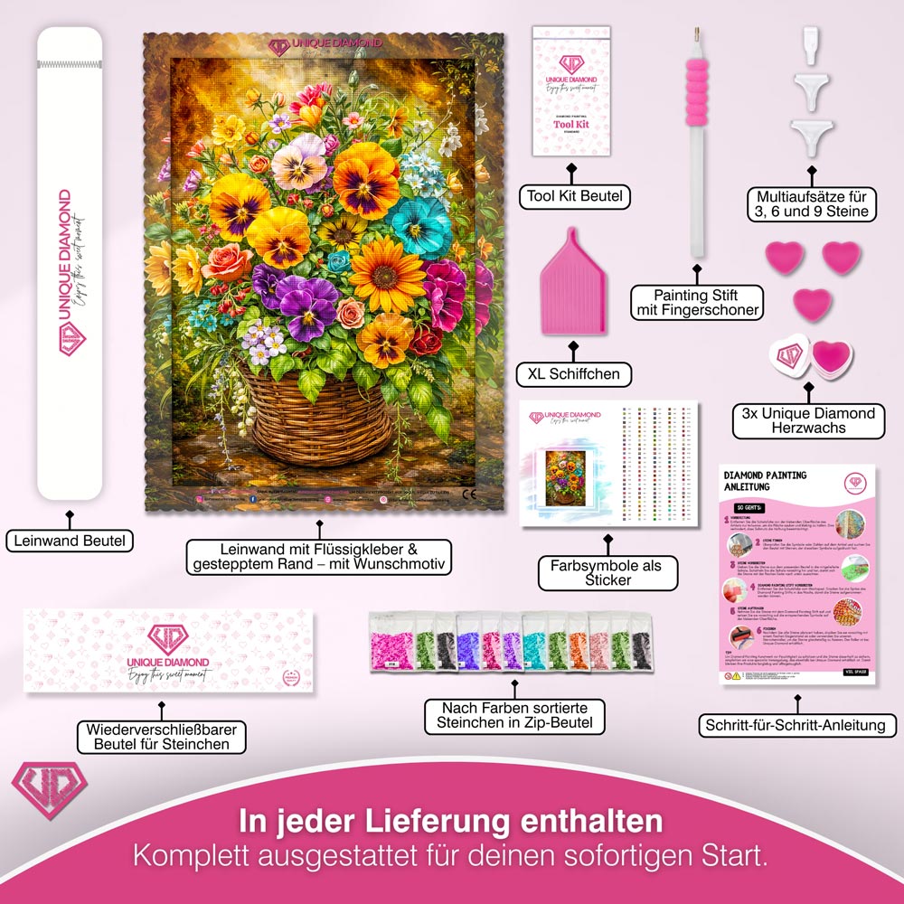 5D Diamond Painting – Blooming Basket Unique-Diamond