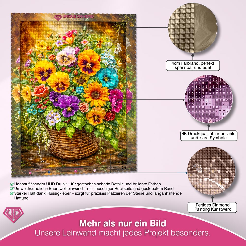 5D Diamond Painting – Blooming Basket Unique-Diamond