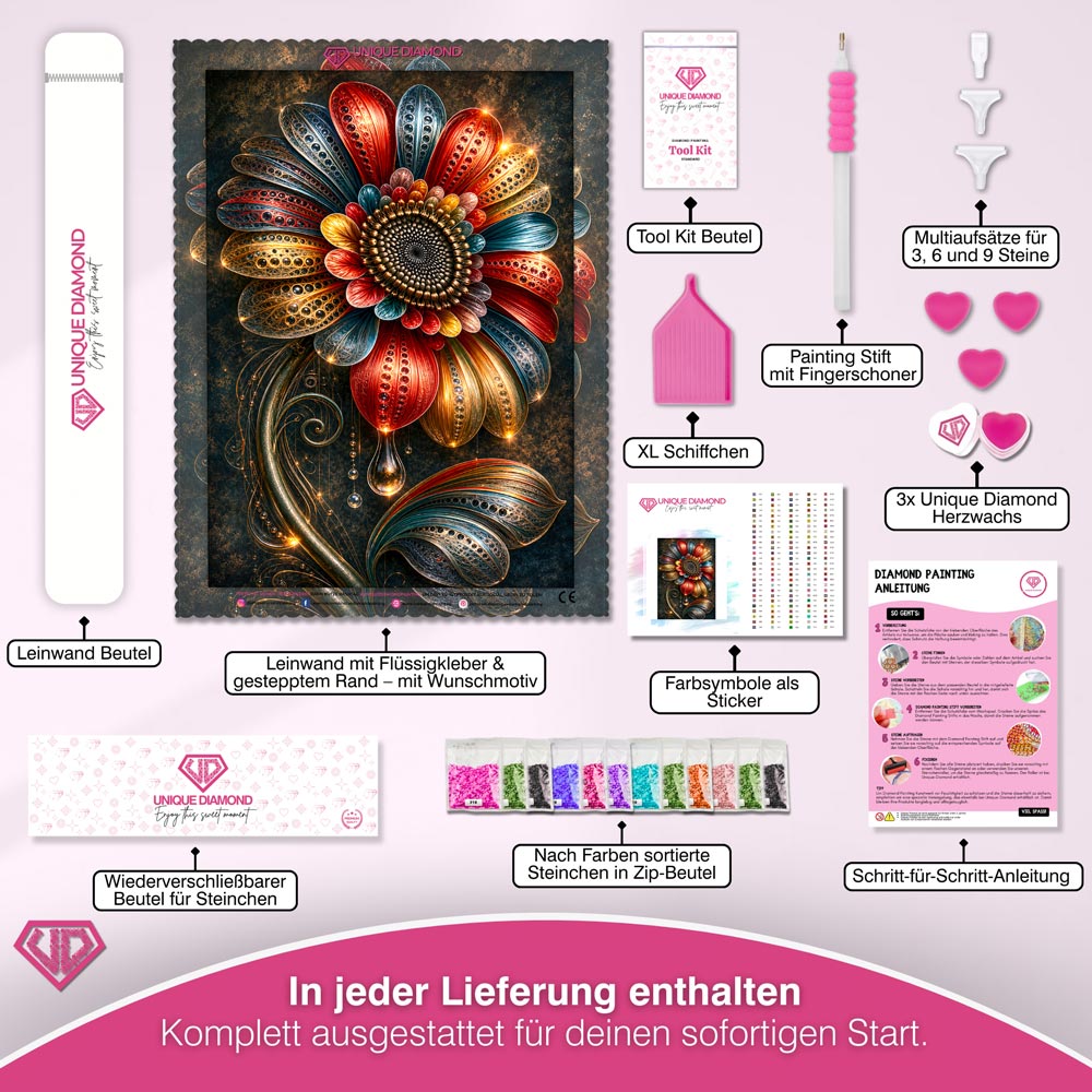 5D Diamond Painting – Blüte des Goldenen Lichts