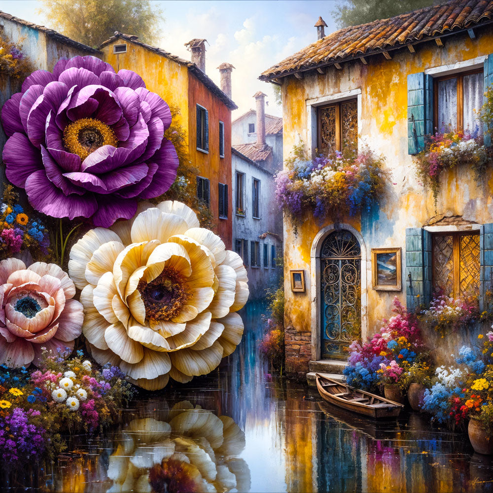 5D Diamond Painting – Blütenflair am Kanal