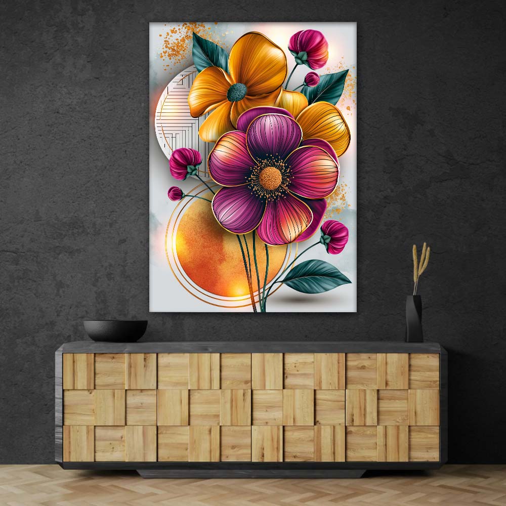 5D Diamond Painting – Blütenklang in Gold und Amethyst