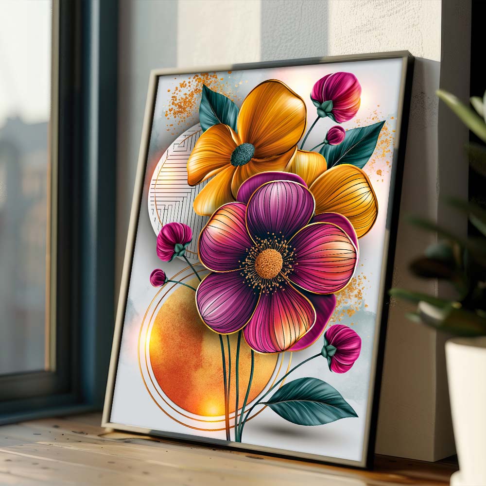 5D Diamond Painting – Blütenklang in Gold und Amethyst