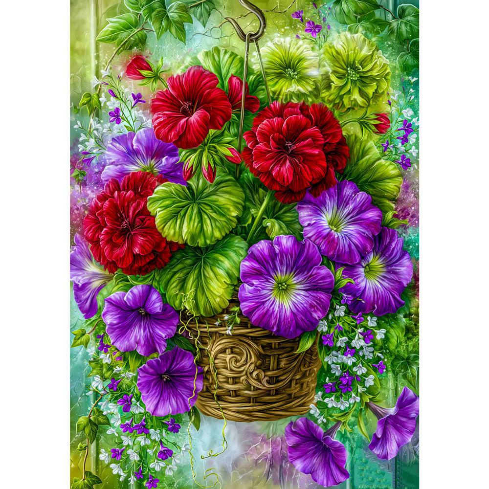 5D Diamond Painting – Blütenkorb in lebendiger Gartenpracht | Unique Diamond