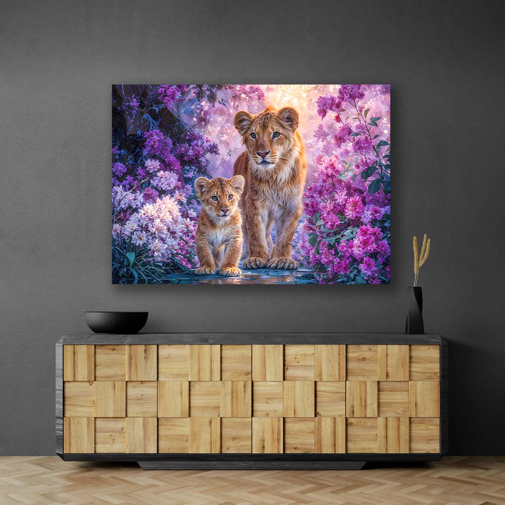 5D Diamond Painting – Blütenpfad der Löwen Unique-Diamond
