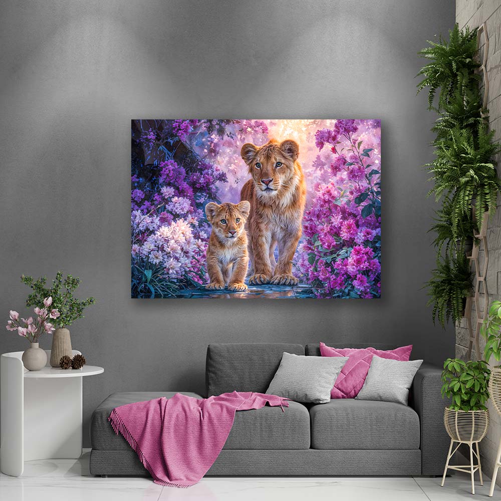 5D Diamond Painting – Blütenpfad der Löwen Unique-Diamond