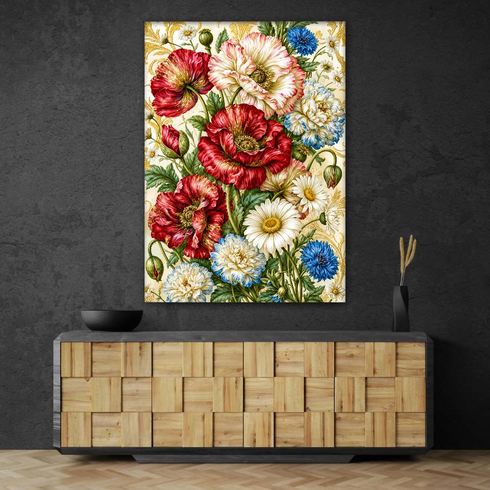 5D Diamond Painting – Blütenpracht im Goldornament