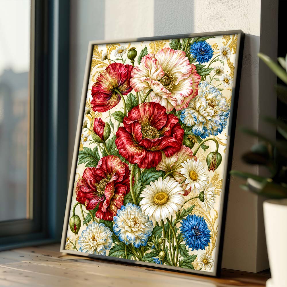 5D Diamond Painting – Blütenpracht im Goldornament