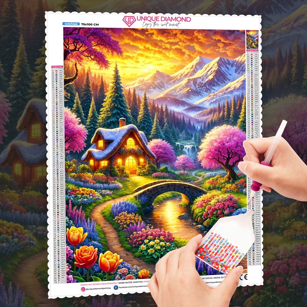 5D Diamond Painting – Blütental der Morgenröte, unique-diamond